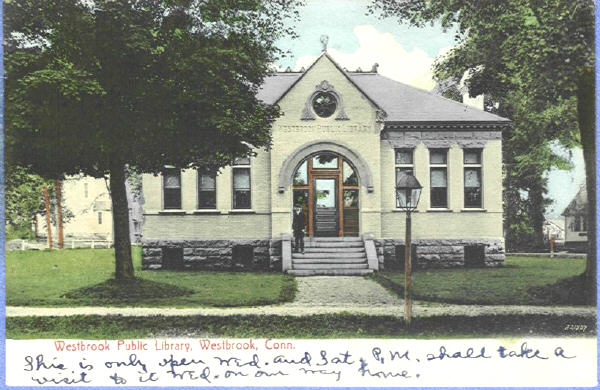  Postcard Public Library Westbrook C T1906