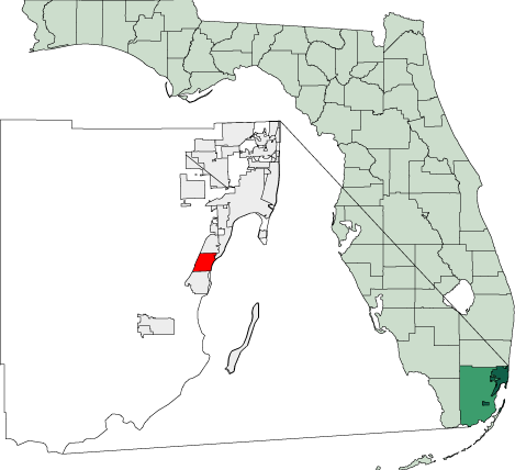  Map of Florida highlighting Palmetto Bay