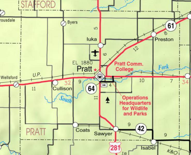  Map of Pratt Co, Ks, U S A