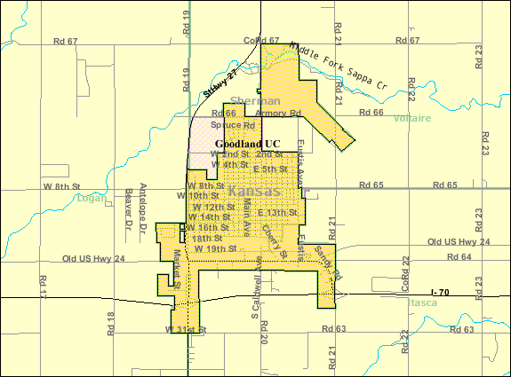  Detailed map of Goodland, Kansas