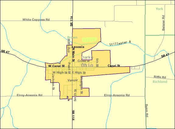  Detailed map of Ansonia, Ohio