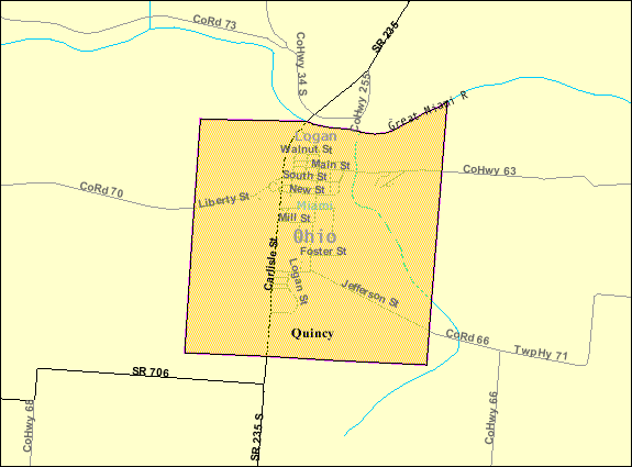  Detailed map of Quincy, Ohio