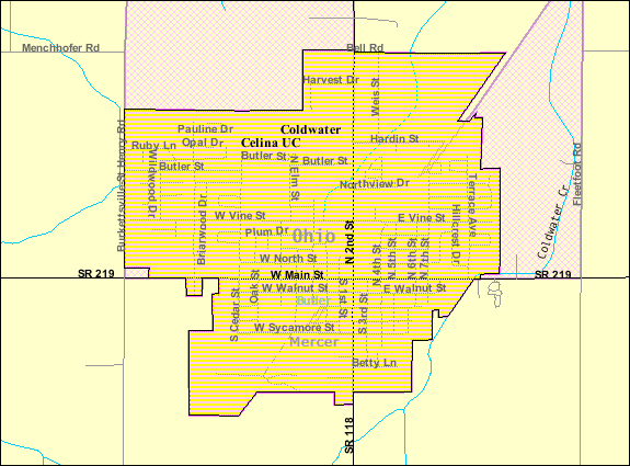  Detailed map of Coldwater, Ohio