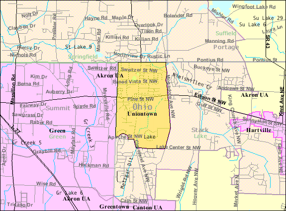  Detailed map of Uniontown, Ohio