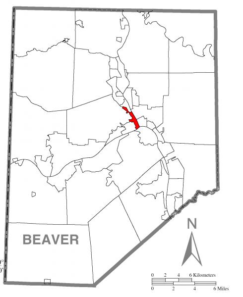  Map of Bridgewater, Beaver County, Pennsylvania Highlighted