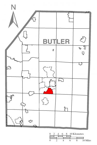  Map of Oak Hills, Butler County, Pennsylvania Highlighted