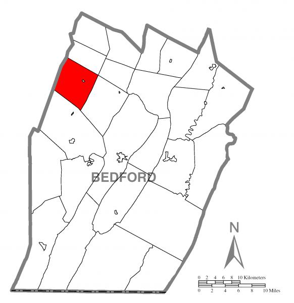  Map of West St. Clair Township, Bedford County, Pennsylvania Highlighted