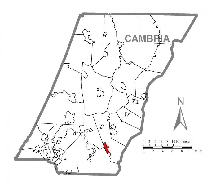  Map of Beaverdale- Lloydell, Cambria County, Pennsylvania Highlighted