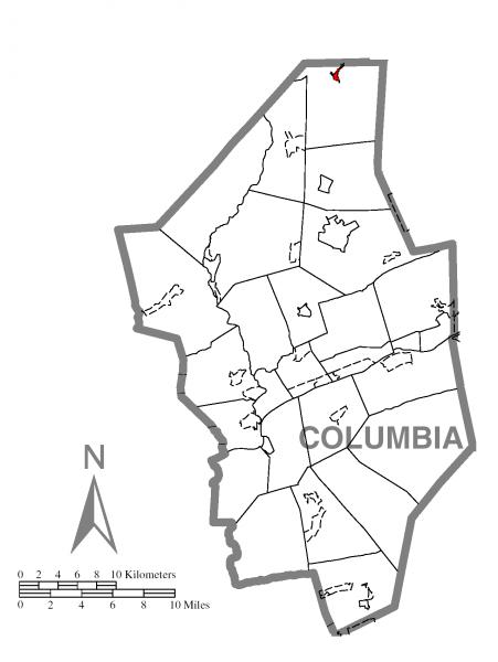  Map of Jamison City, Columbia County, Pennsylvania Highlighted
