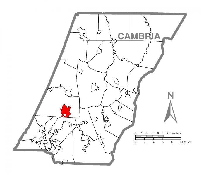 Map of Vinco, Cambria County, Pennsylvania Highlighted