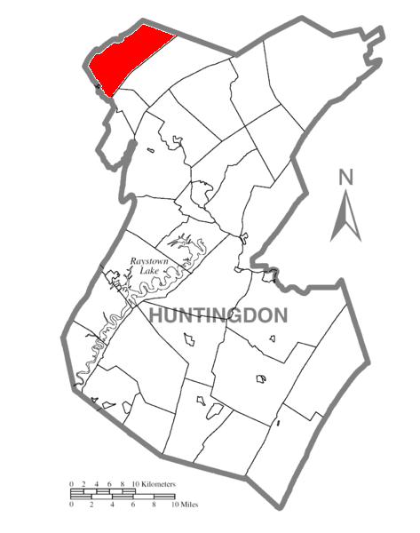  Map of Huntingdon County, Pennsylvania Highlighting Warriors Mark Township
