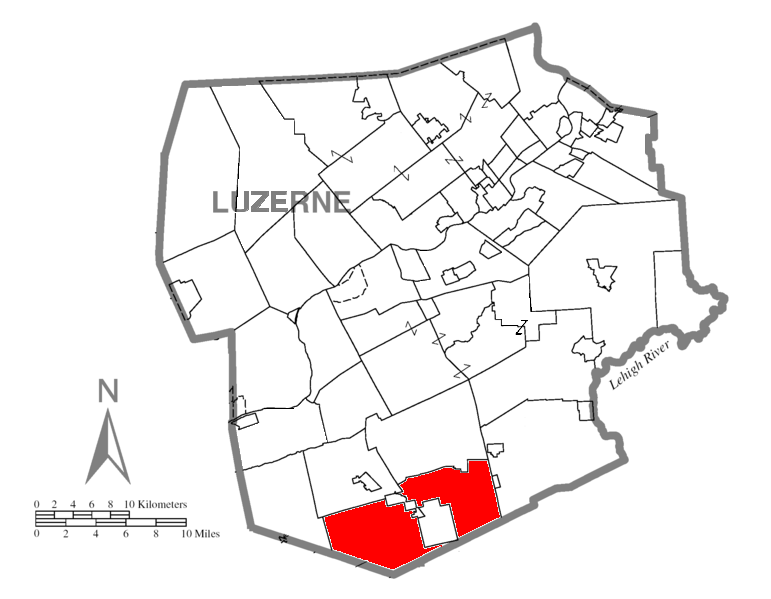  Map of Luzerne County, Pennsylvania Highlighting Hazle Township
