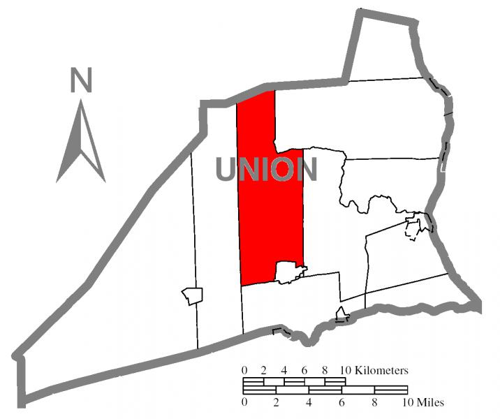  Map of Union County, Pennsylvania Highlighting West Buffalo Township