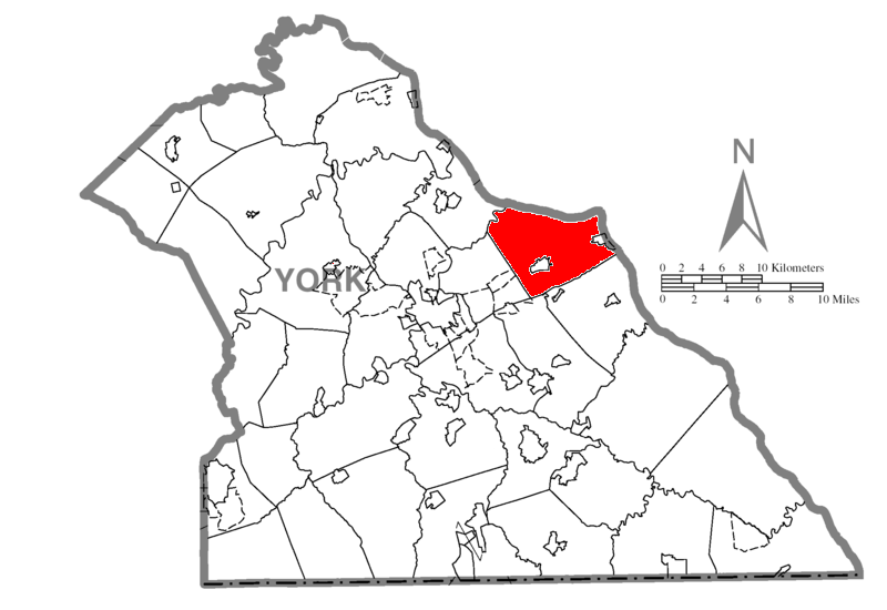  Map of York County, Pennsylvania Highlighting Hellam Township